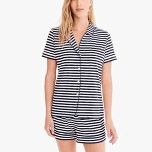 J. CREW Cotton Jersey Short Sleeve Pajama Shorts, Set Navy Stripe | Sz S